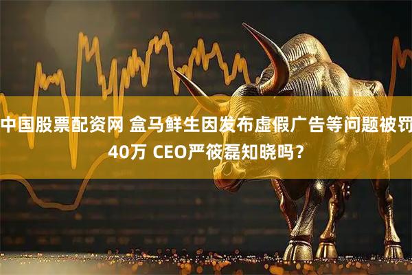 中国股票配资网 盒马鲜生因发布虚假广告等问题被罚40万 CEO严筱磊知晓吗？